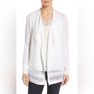 Kobi Halperin ivory lace trim merino wool cardigan
